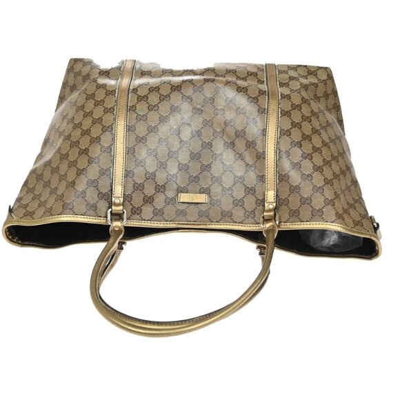 GUCCI Crystal GG Pattern Shoulder Tote Bag Coating Canvas Leather Brown 30YH545 - Picture 5 of 16